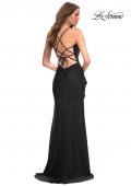 Picture of: Faux Wrap Jersey Dress with Slit and Strappy Back in Black, Style: 30501, Detail Picture 11