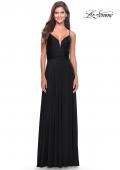 Picture of: Versatile Long Jersey Gown with V and Slit in Black, Style: 31090, Detail Picture 11