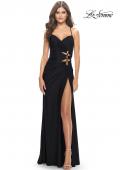 Picture of: Jersey Long Prom Dress with Trendy Waist Cut Outs in Black, Style: 31174, Detail Picture 11