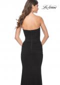 Picture of: Strapless Ruched Net Jersey Gown with Sweetheart Top in Black, Style: 31899, Detail Picture 11