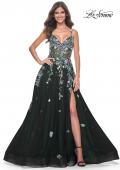 Picture of: Gorgeous Sequin Floral Lace Applique A-Line Tulle Prom Dress in Black, Style: 32023, Detail Picture 11