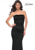 Picture of: Strapless Stretch Satin Dress with Ruching in Black, Style: 32300, Detail Picture 11