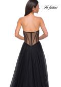 Picture of: Strapless Tulle Evening Dress with Basque Waist and Satin Bodice in Black , Style 32771, Detail Picture 11