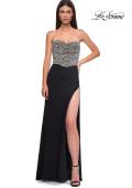 Picture of: Stunning Rhinestone Beaded Top Evening Dress with Jersey Skirt in Black , Style 32910, Detail Picture 11