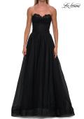 Picture of: Strapless Lace Corset Tulle Gown with Slit in Black, Style: 33363, Detail Picture 11