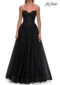 Picture of: Tulle Ball Gown with Beaded Corset Bodice and High Slit in Black, Style: 33410, Detail Picture 11