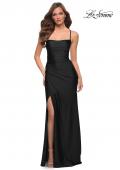Picture of: Jersey Dress with Square Neckline and Ruching in Black, Style: 29710, Style: 29710
