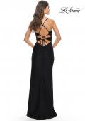 Picture of: Jersey Long Prom Dress with Trendy Waist Cut Outs in Black, Style: 31174, Detail Picture 12