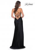 Picture of: Illusion Lace Bodice Prom Dress with Rhinestones in Black, Style: 31988, Detail Picture 12