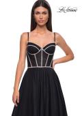 Picture of: Tulle A-line Prom Dress with Rhinestone Detail on Corset Top in Black , Style 32675, Detail Picture 12