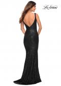 Picture of: Long Stretch Sequin Gown with Low Back in Black, Style: 30187, Detail Picture 13