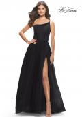 Picture of: One Shoulder A-Line Tulle Gown with Sheer Bodice in Black, Style: 31069, Detail Picture 13