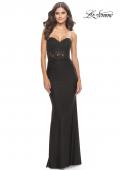 Picture of: Sweetheart Strapless Jersey Gown with Lace Sheer Bodice in Black, Style: 31180, Detail Picture 13