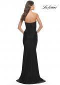 Picture of: Elegant Ruched Strapless Gown with Deep V in Black, Style: 31226, Detail Picture 13