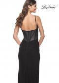 Picture of: Net Jersey Ruched Fitted Dress with Illusion and Boning on Back in Black, Style: 32160, Detail Picture 13