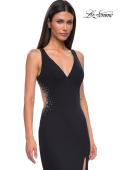 Picture of: Open Back Evening Dress with Rhinestone Embellished Sides and Back in Black , Style 32922, Detail Picture 13