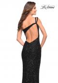 Picture of: One Shoulder Luxurious Soft Sequin Dress with Slit in Black, Style: 30562, Detail Picture 14