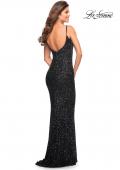 Picture of: Lovely Long Soft Sequin Dress with Scoop Neck in Black, Style: 30707, Detail Picture 14
