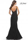 Picture of: Lace Dress with High Side Slit and V Neckline in Black, Style: 30767, Detail Picture 14