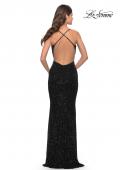 Picture of: Chic Soft Sequin Stretch Dress with Open Back in Jewel Tones in Black, Style: 31027, Detail Picture 14