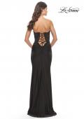 Picture of: Sweetheart Strapless Jersey Gown with Lace Sheer Bodice in Black, Style: 31180, Detail Picture 14