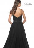 Picture of: Simple Tulle A-LIne Prom Dress with Ruched Illusion Bodice in Black, Style: 32130, Detail Picture 14