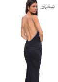 Picture of: Ruched Long Prom Dress with Low Back and Rhinestone Details in Black , Style 32970, Detail Picture 14