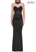 Picture of: Beaded High Neck Lace-Up Jersey Gown in Black, Style: 33696, Detail Picture 14