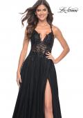 Picture of: Tulle A-Line Gown with Sheer and Beaded Lace Detail in Black, Style: 31471, Detail Picture 15