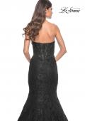 Picture of: Mermaid Stretch Lace Dress with Bustier Top and Sheer Back in Black, Style: 32249, Detail Picture 15