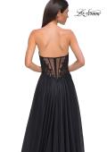 Picture of: Chiffon Gown with High Slit and Strapless Lace Top in Black , Style 32804, Detail Picture 15