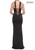 Picture of: Beaded High Neck Lace-Up Jersey Gown in Black, Style: 33696, Detail Picture 15