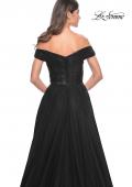 Picture of: A-Line Tulle Prom Dress with Off the Shoulder Top in Black, Style: 30498, Detail Picture 16