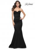 Picture of: Stretch Satin Gown with Draped Sweetheart Neckline in Black, Style: 31915, Detail Picture 16