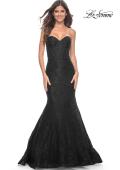 Picture of: Mermaid Stretch Lace Dress with Bustier Top and Sheer Back in Black, Style: 32249, Detail Picture 16