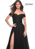Picture of: A-Line Tulle Prom Dress with Off the Shoulder Top in Black, Style: 30498, Detail Picture 17