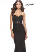 Picture of: Sweetheart Strapless Jersey Gown with Lace Sheer Bodice in Black, Style: 31180, Detail Picture 17