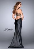 Picture of: Vegan Leather Gown with Strappy Back in Black, Style: 24712, Back Picture