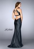 Picture of: Vegan Leather Dress with Side Cut Outs and High Slit in Black, Style: 24739, Back Picture