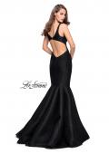 Picture of: Deep Neckline Prom Dress with Pleated Mermaid Skirt in Black, Style: 24773, Back Picture