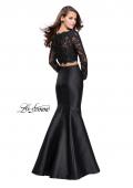 Picture of: Two Piece Mermaid Dress with Lace Top and Rhinestones in Black, Style: 25324, Back Picture