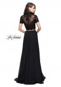 Picture of: Two Piece Dress with Beaded Lace Top and Sheer Back in Black, Style: 25401, Back Picture