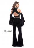 Picture of: Two Piece Sparkling Pants Set with Shoulder Cutouts in Black, Style: 25410, Back Picture
