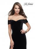 Picture of: Off the Shoulder Velvet Dress with Sheer Burnout Back in Black, Style: 25554, Back Picture