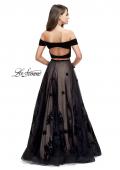 Picture of: Two Piece Prom Dress with Velvet Top and Tulle Skirt in Black, Style: 25574, Back Picture