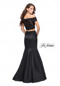 Picture of: Mikado Two Piece Prom Dress with Lace and Beading in Black, Style: 25583, Back Picture