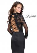 Picture of: Long sleeve Mermaid Mikado Prom Dress with Beading in Black, Style: 25677, Back Picture