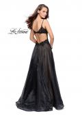 Picture of: A-line Ball Gown with Organza Skirt and Beaded Bodice in Black, Style: 25701, Back Picture