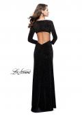 Picture of: Sparkling Velvet Prom Dress with Boat Neckline in Black, Style: 25727, Back Picture