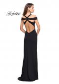 Picture of: Jersey Prom Dress with Off the Shoulder Straps in Black, Style: 25761, Back Picture